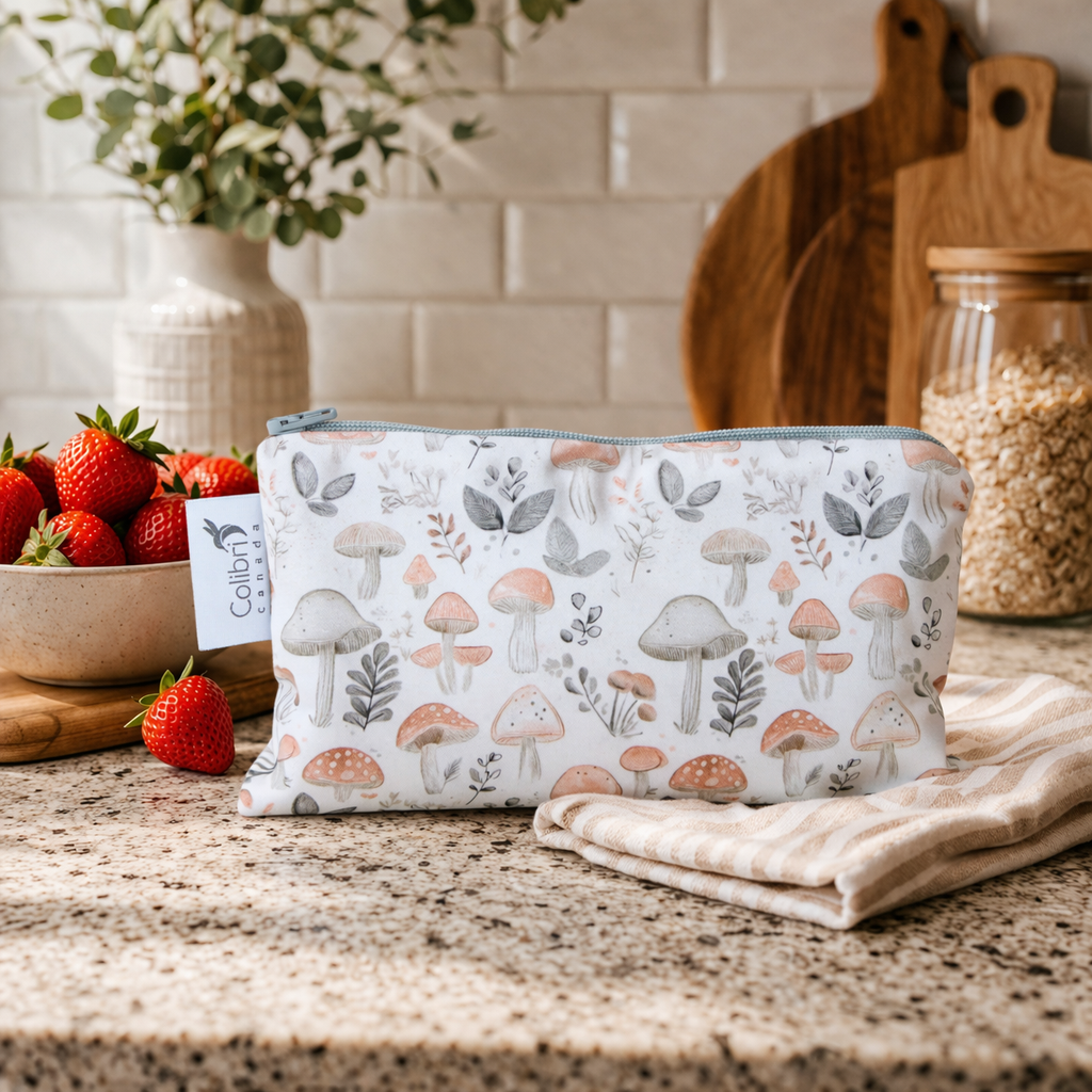 8184 - Wild Mushrooms Reusable Snack Bag - Medium