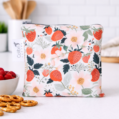 2183 - Strawberry Patch Reusable Snack Bag - Large