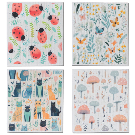 4 Pk Sponge Cloths - In the Garden