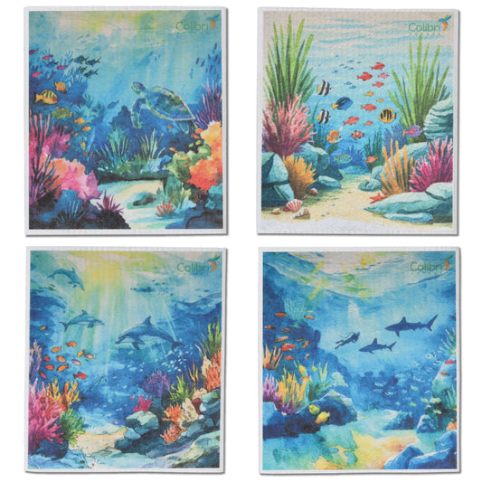 4 Pk Sponge Cloths - In the Ocean