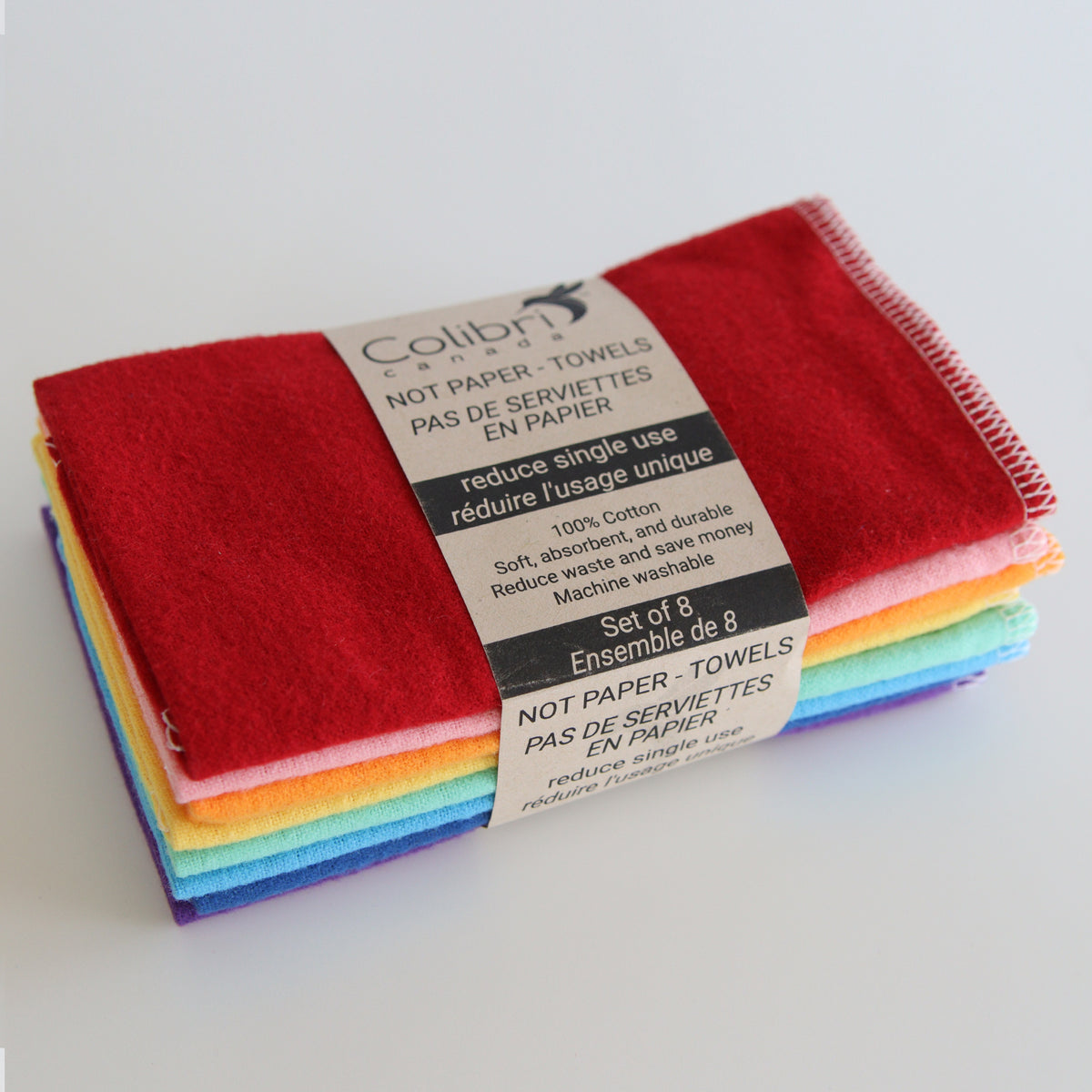 Reusable Paper Towels – Rainbow – 8 Pack